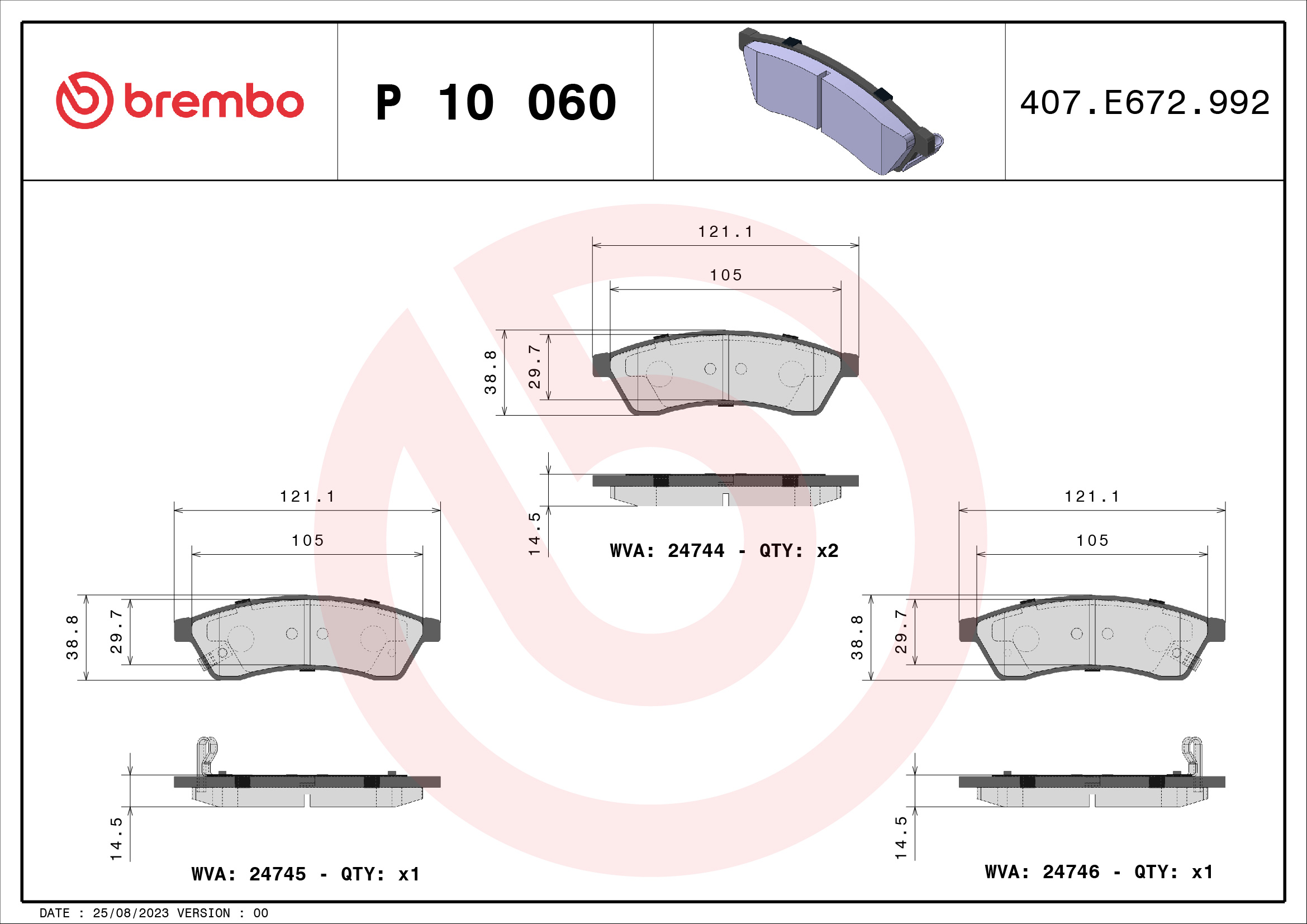 A.B.S. P 10 060 BREMBO Bremsbelagsatz, Scheibenbremse